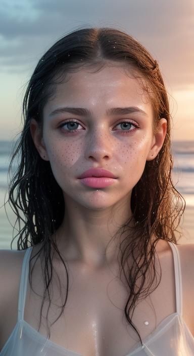 Sunset Beach Portrait of a Freckled Teen
