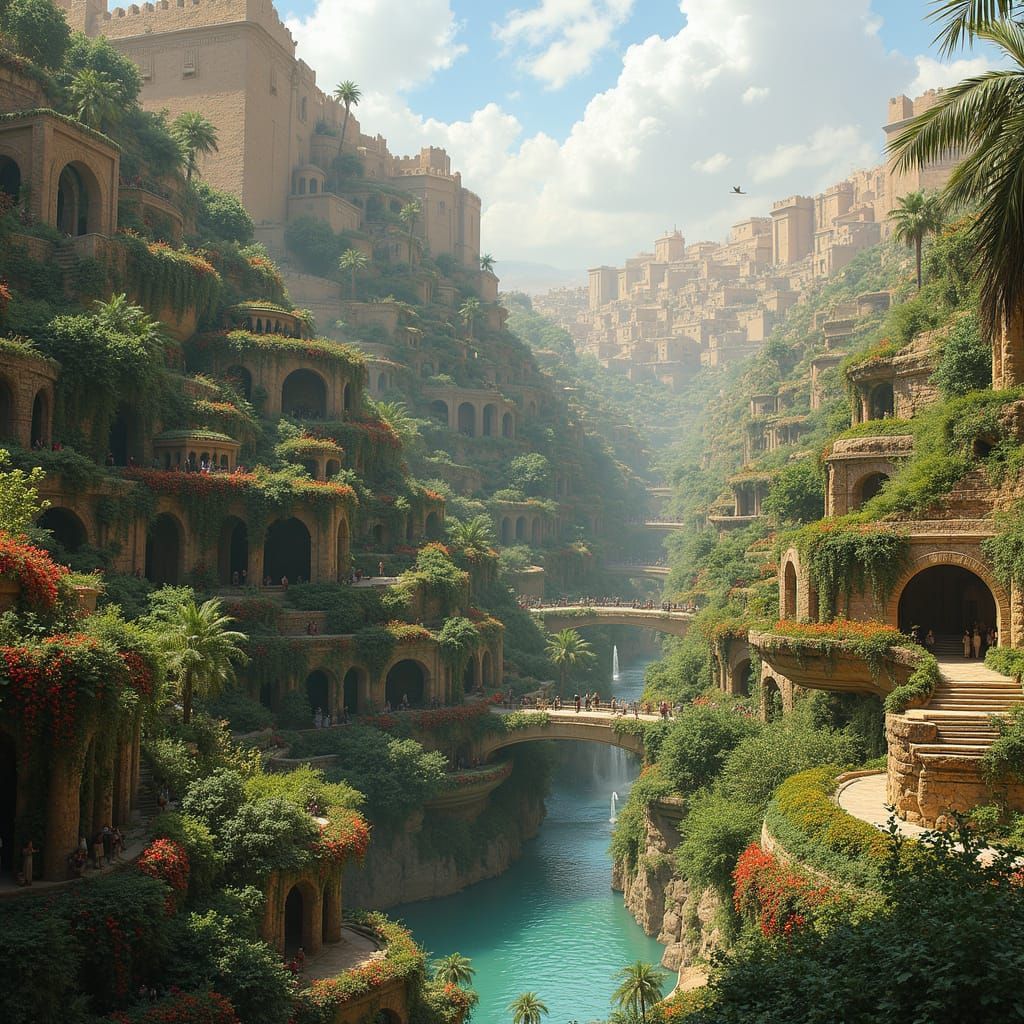 The Hanging Gardens of Babylon - A Verdant Marvel