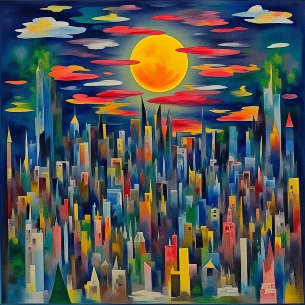 Shadow Figure in River City Landscape