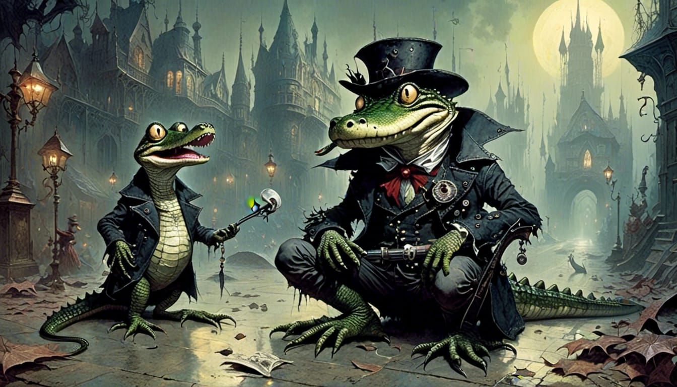 Hipster Alligator Crying: A Melancholy Cartoon