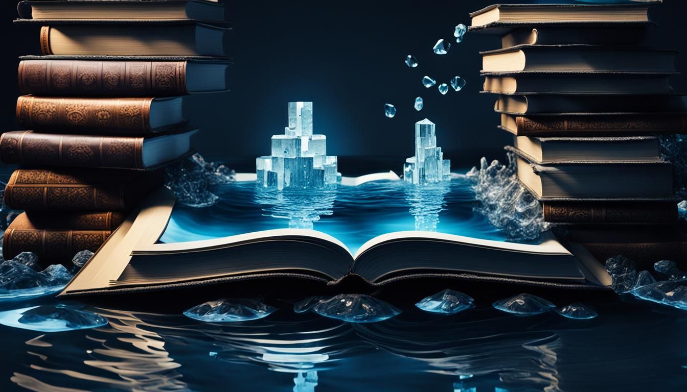 Surreal Well of Books in Macro Photography Style