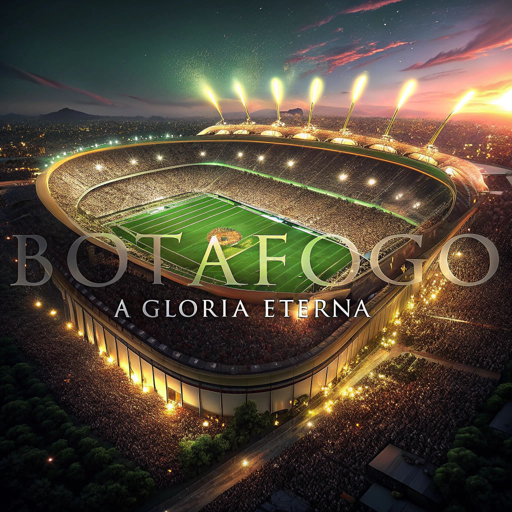 Illuminated Stadium with Fireworks in Photorealistic Style