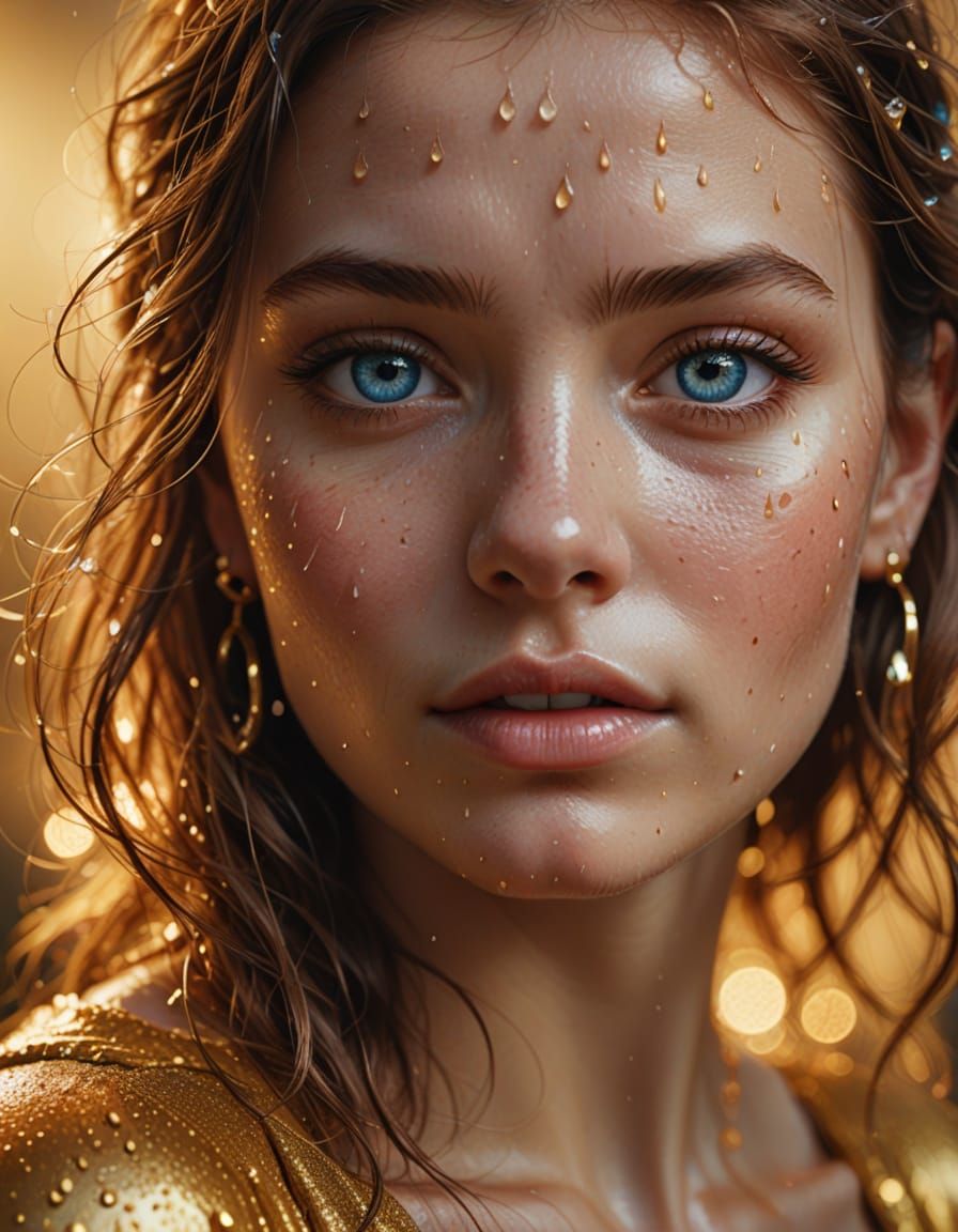 Golden Goddess: A Photorealistic Digital Portrait