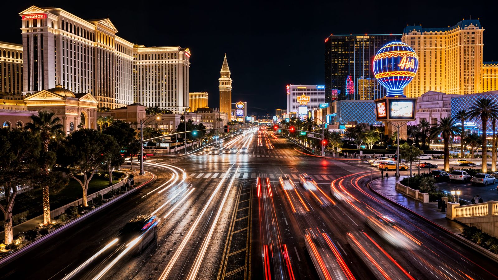 Las Vegas Strip Night View: Electrifying City Lights
