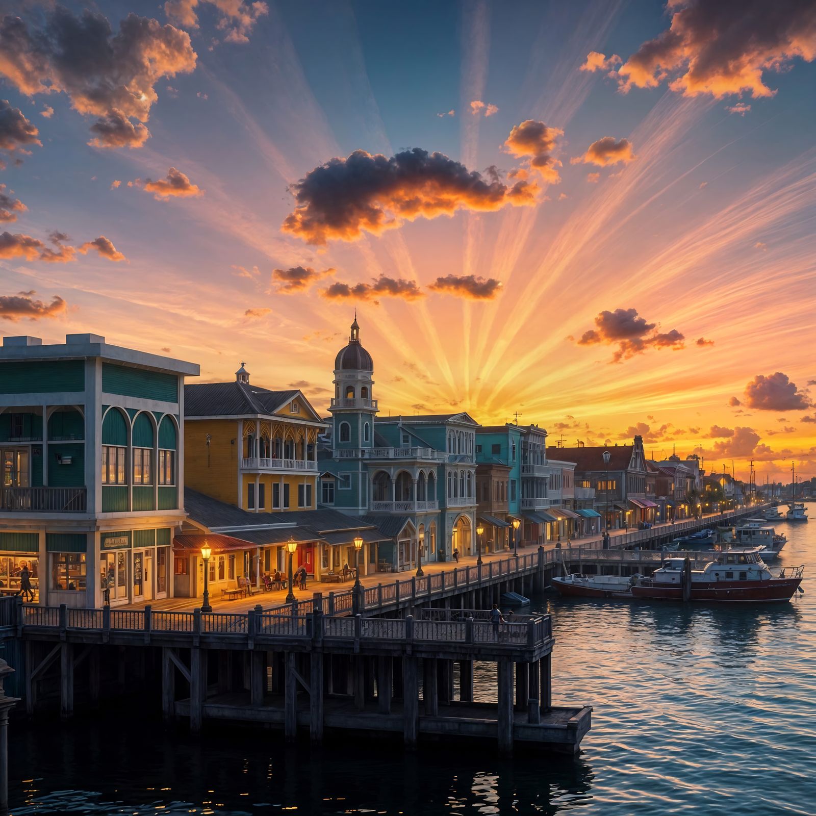 Georgetown, Guyana Waterfront Sunset: Digital Matte Painting