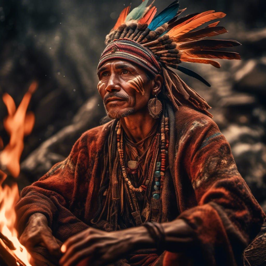 Native Storyteller in Dramatic Lighting