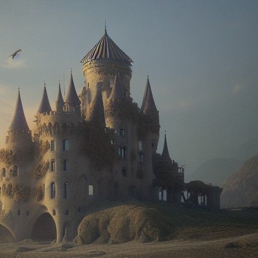 Beach Castle Concept Art in Art Nouveau Style