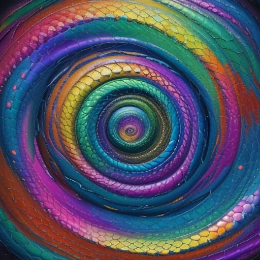 Dreamlike Snake in Surreal Oil Painting