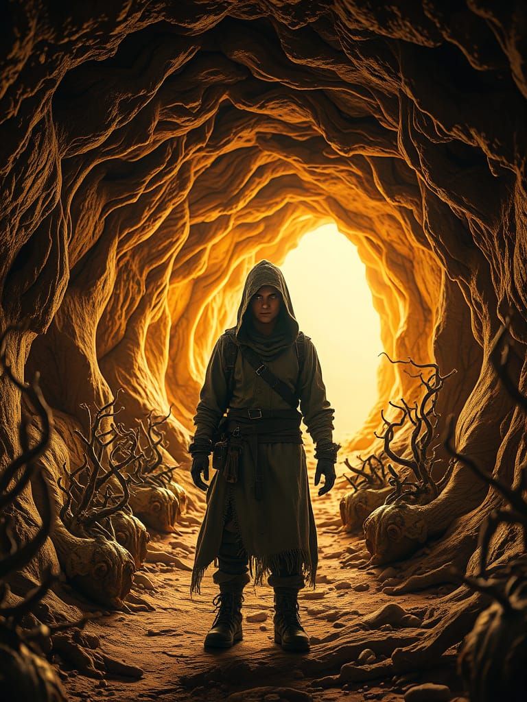 Fantastical Cave Scene with Living Clay Creatures