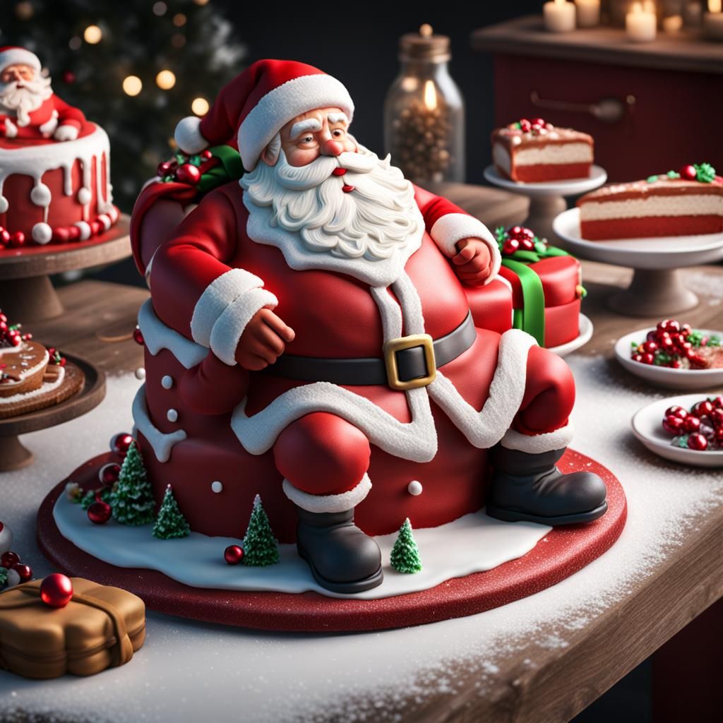 Hyperdetailed Santa Claus Workshop Cake