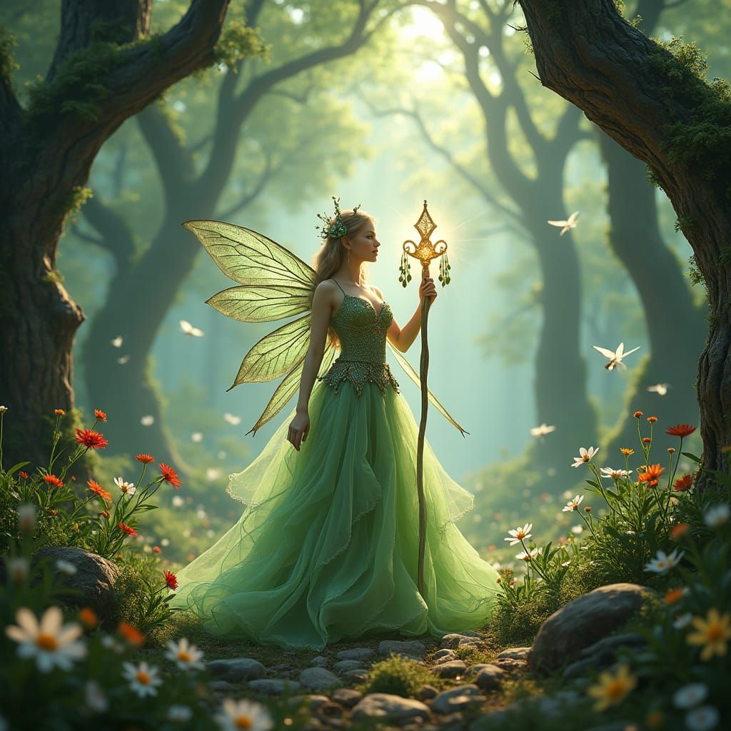 Enchanting Fey Dance in Mystical Forest Realm