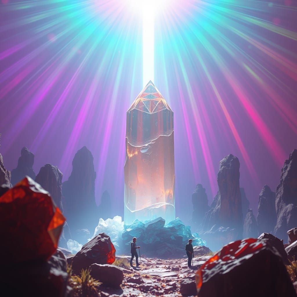 Kaleidoscopic Crystal Monument in Ethereal Light