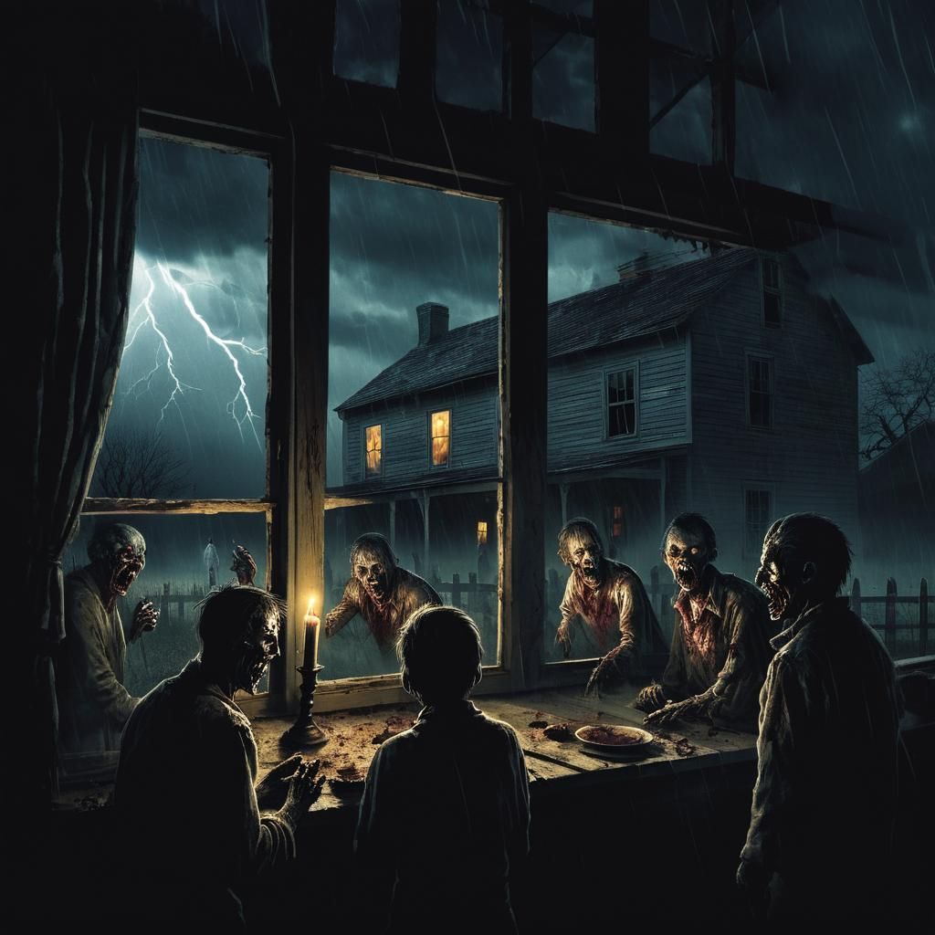 Creepy Zombie Horror Movie Poster Illustration