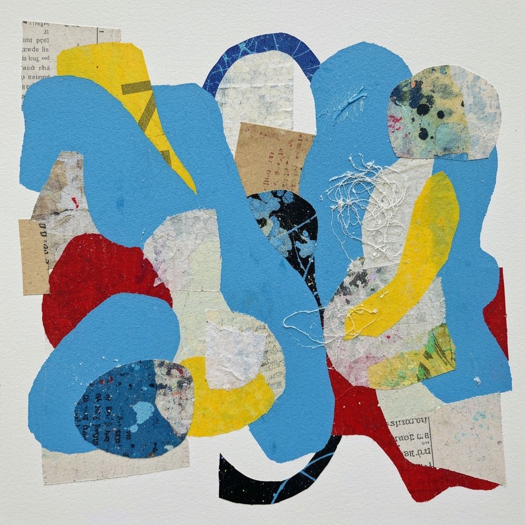 Vibrant Abstract Color Collage in Mixed Media Style