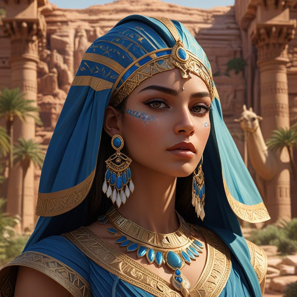 Egyptian Goddess in Golden Splendor