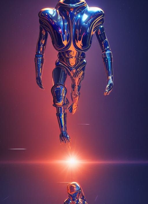 Extraterrestrial AI in Metallic Suit: Sci-Fi Masterpiece