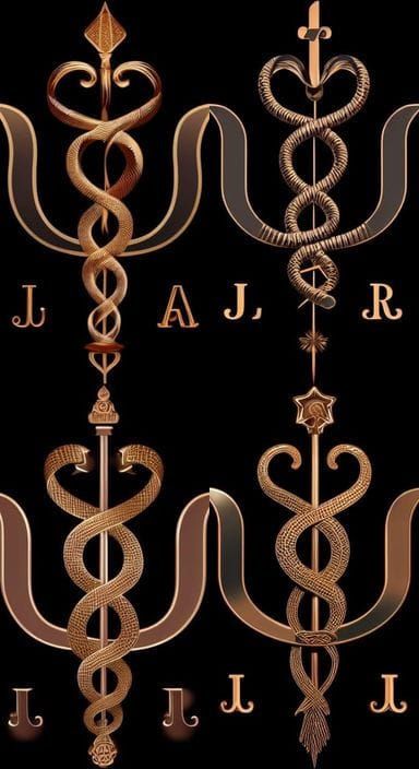 Elegant Caduceus Logo with Intertwined Letters