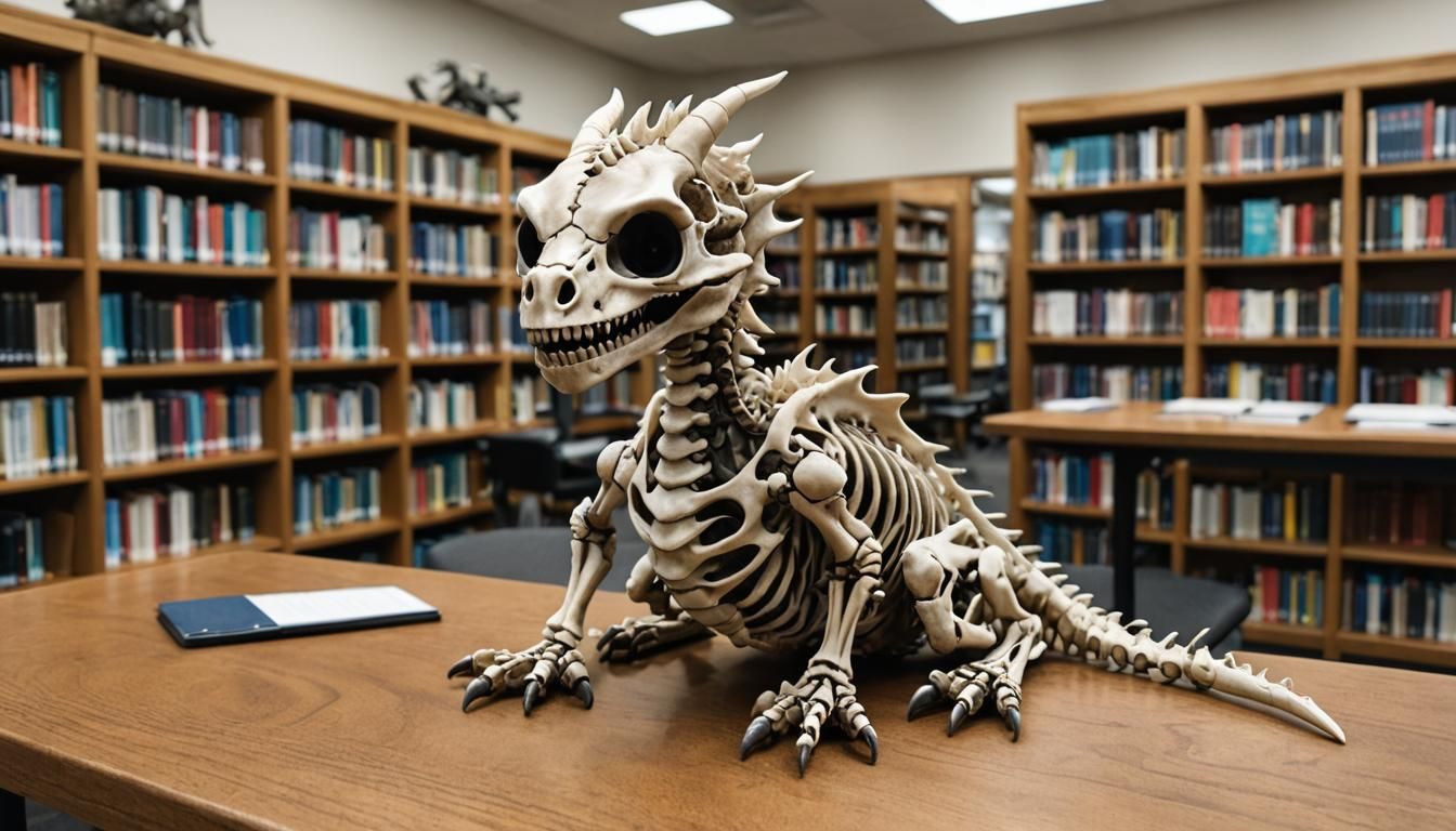 Baby Dragon Skeleton in Science Library