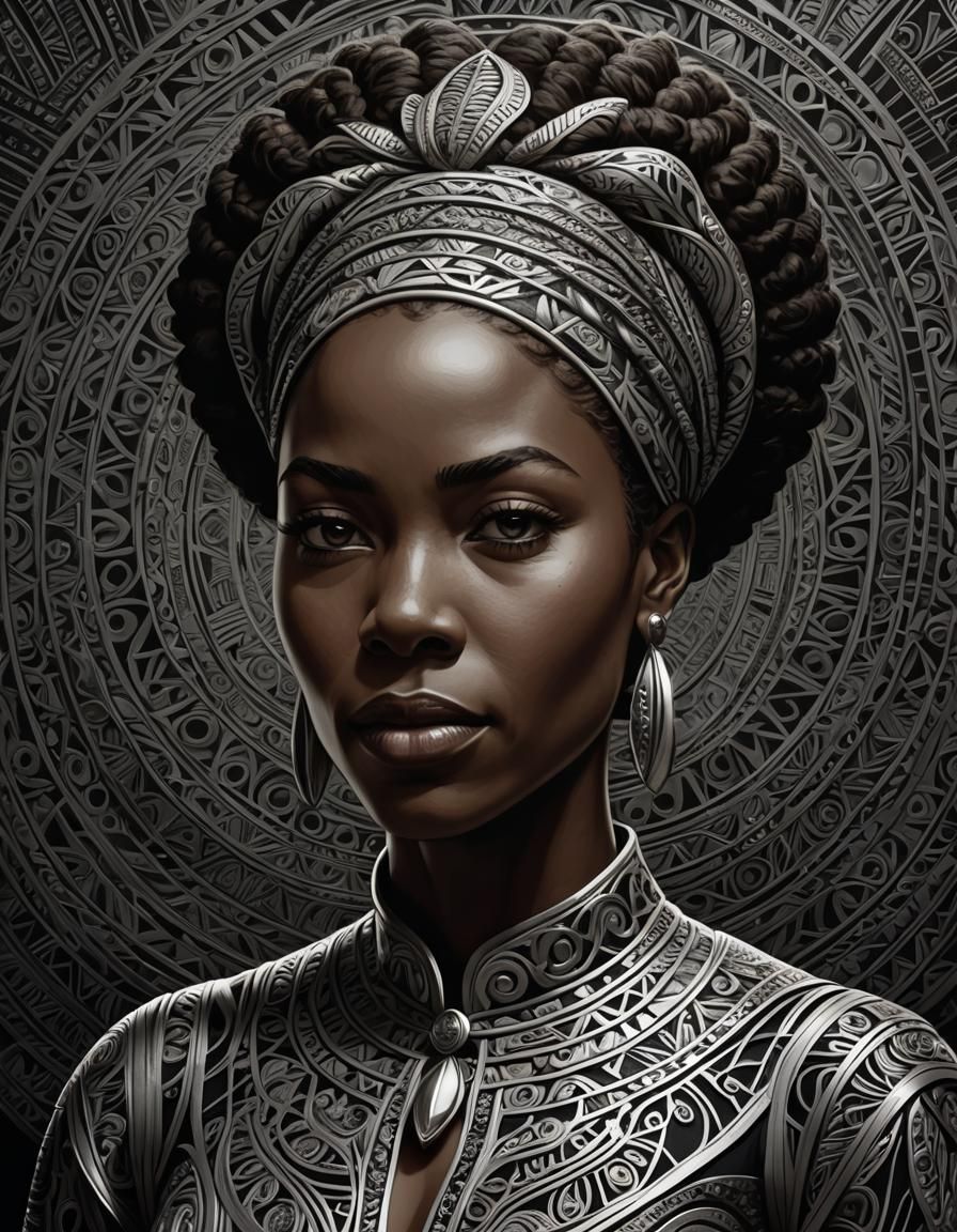 Striking Portrait in Style of Visionary Art