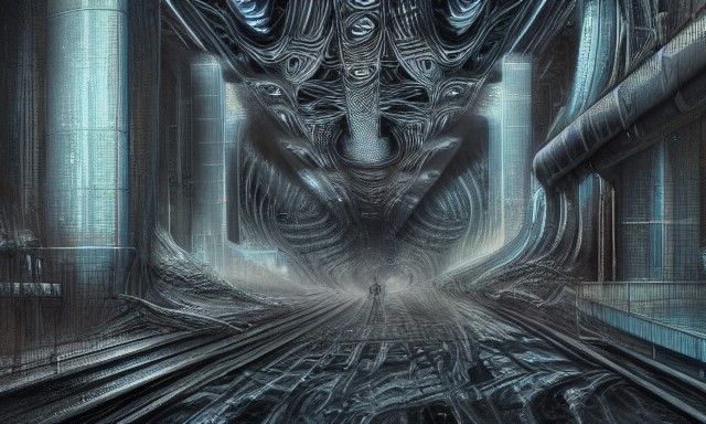 Eldritch Optical Illusion in Solarpunk Style