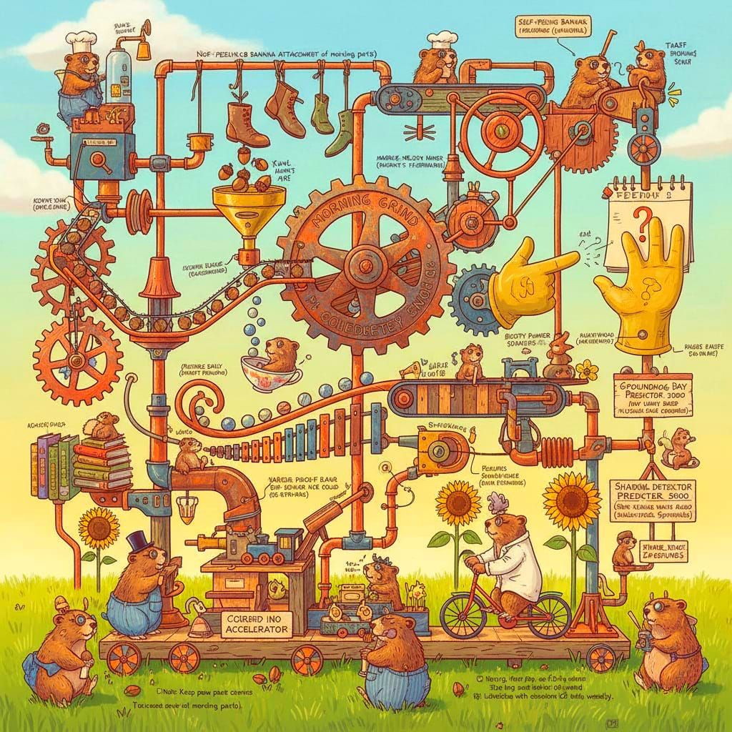 Groundhogs Operate Absurd Rube Goldberg Machine