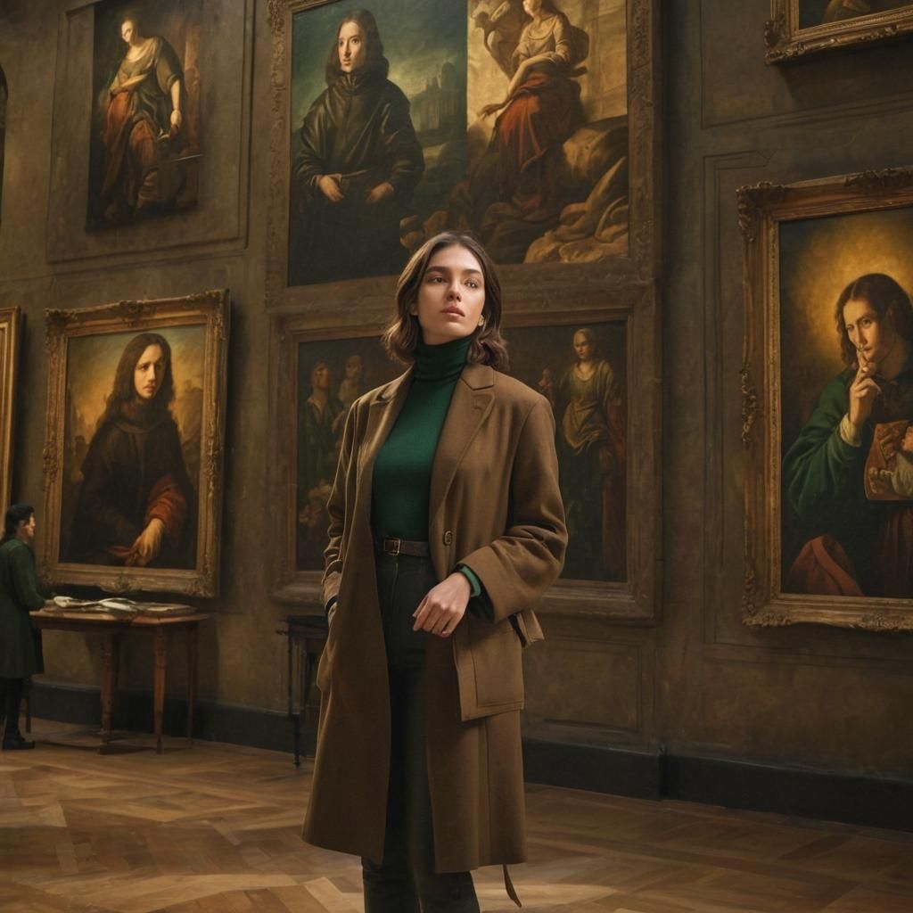 Renaissance Fusion Art: Italian Woman in Museum