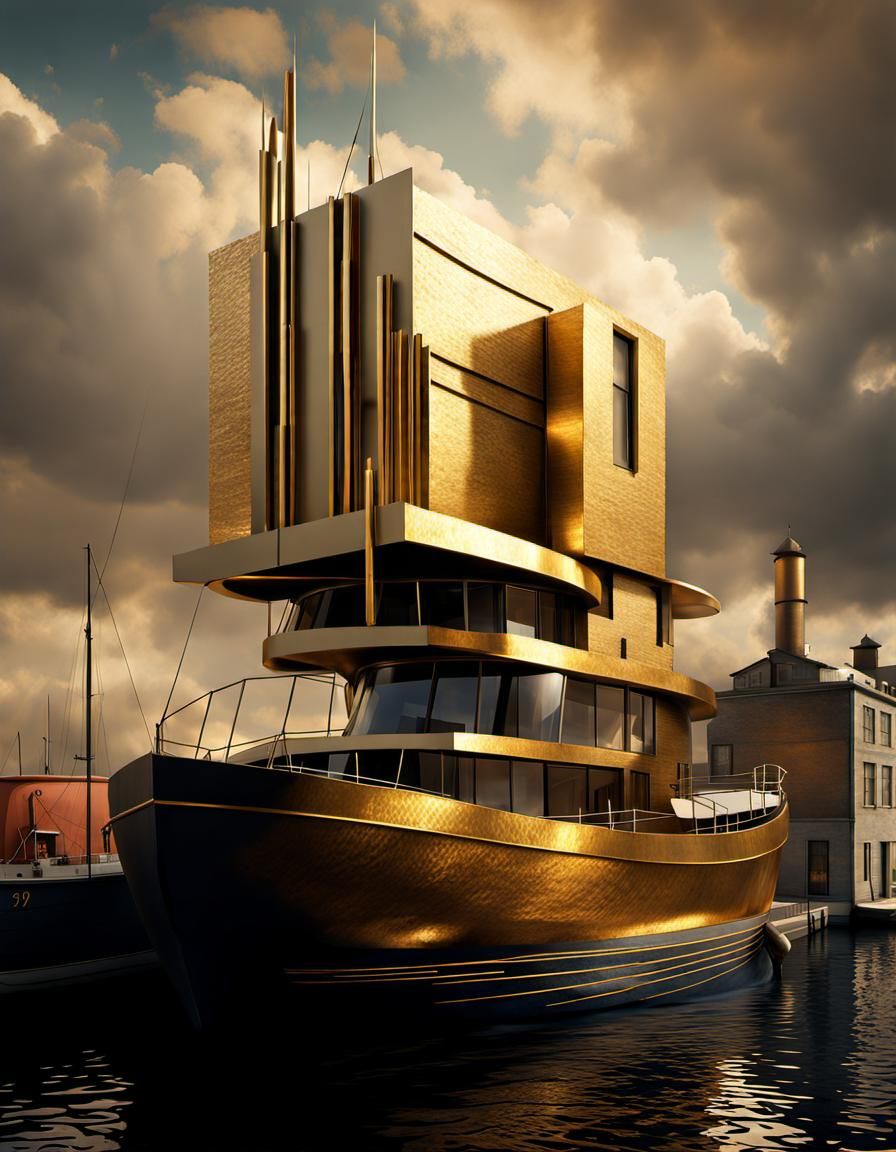 Golden Abstract Cycles: Detailed Matte Painting