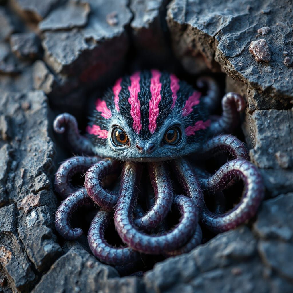 Creepy Cute Neon Creature with Tentacles