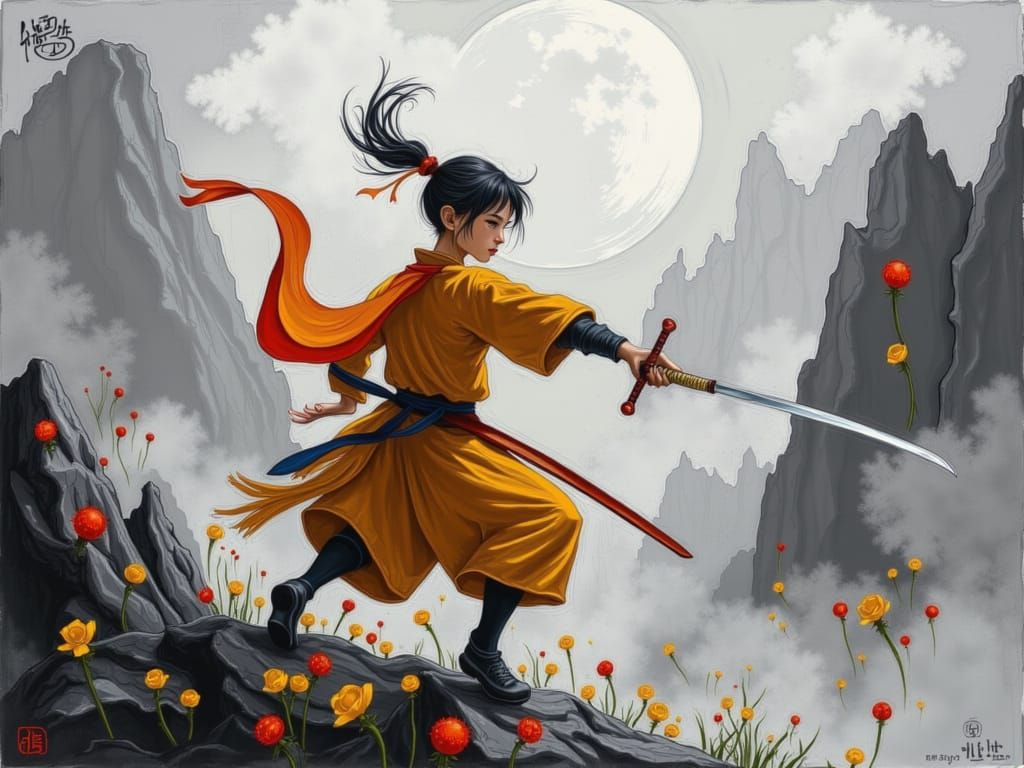 <lora:Mod-i-fey:1.0> wuxia battle