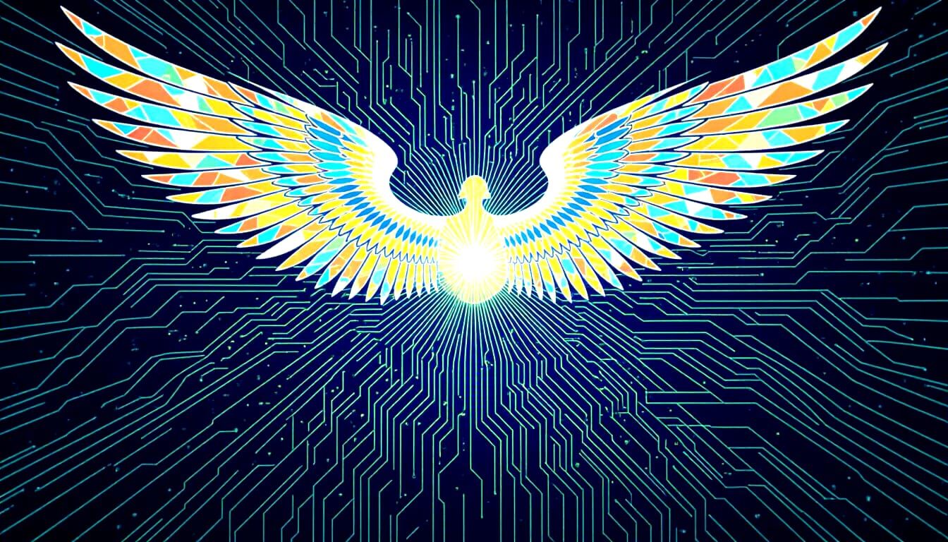 Astral Circuitry Angelic Mosaic Art