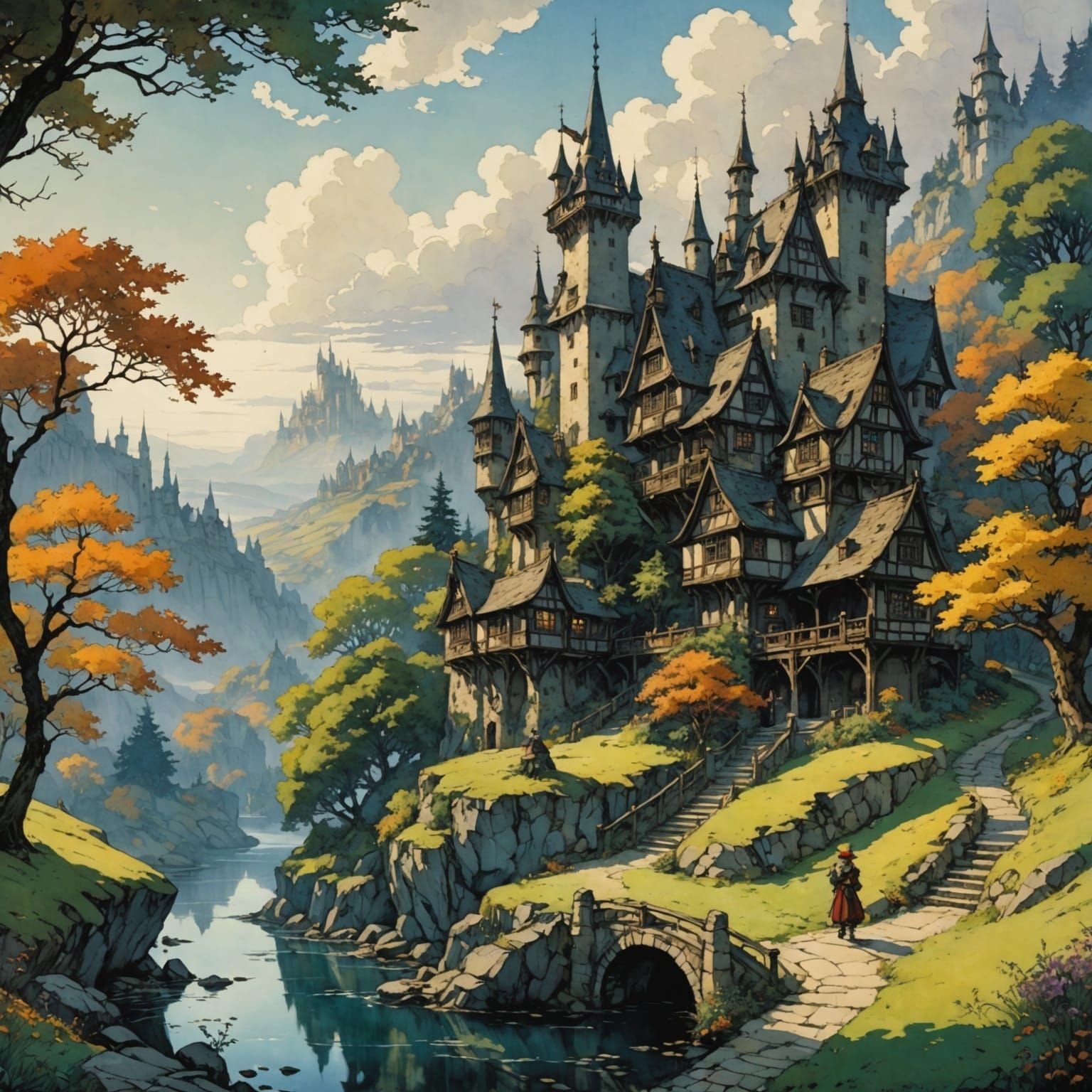 Whimsical Castle in a Vast Fantasy Landscape