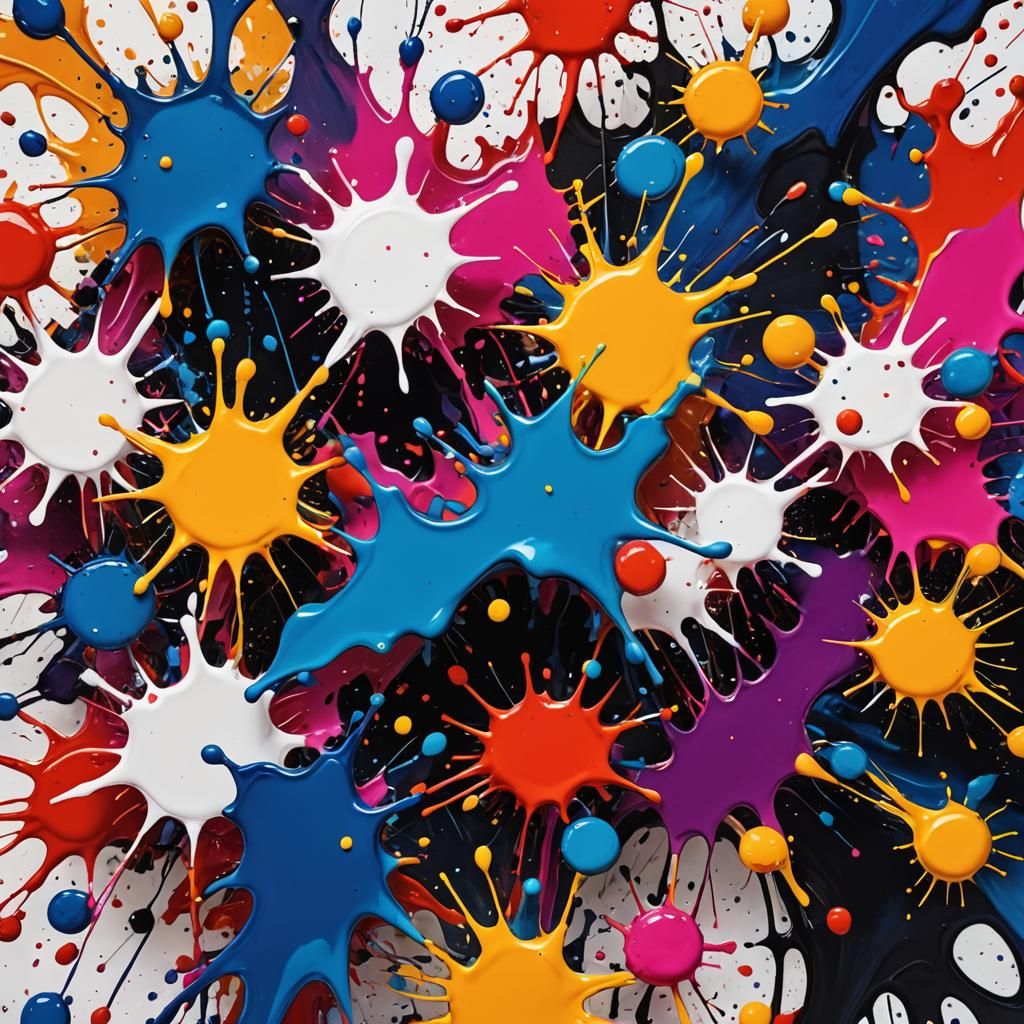 Vibrant Abstract Expressionism with Ink Splatters