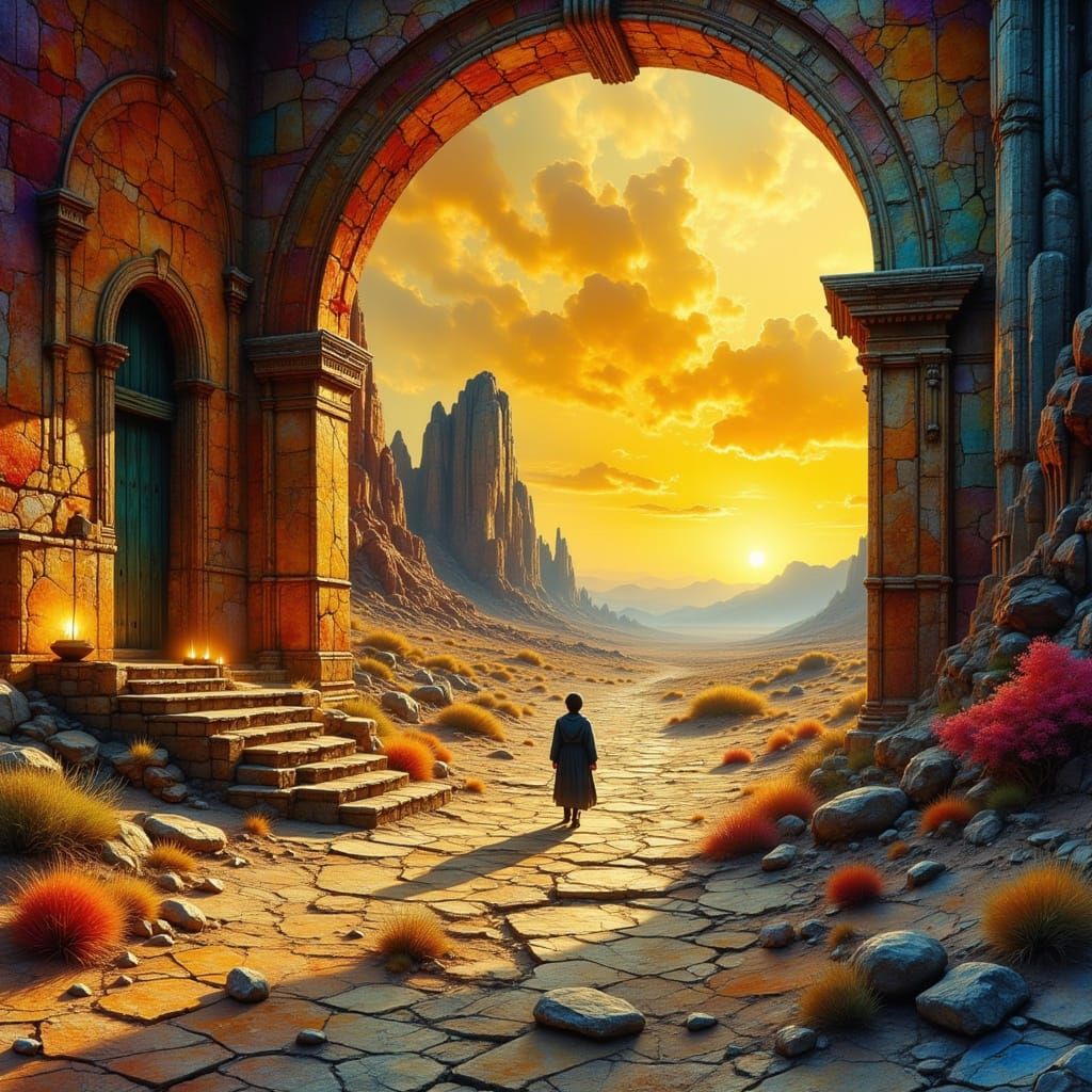 Uyuni Train Cemetery in Surrealist Style