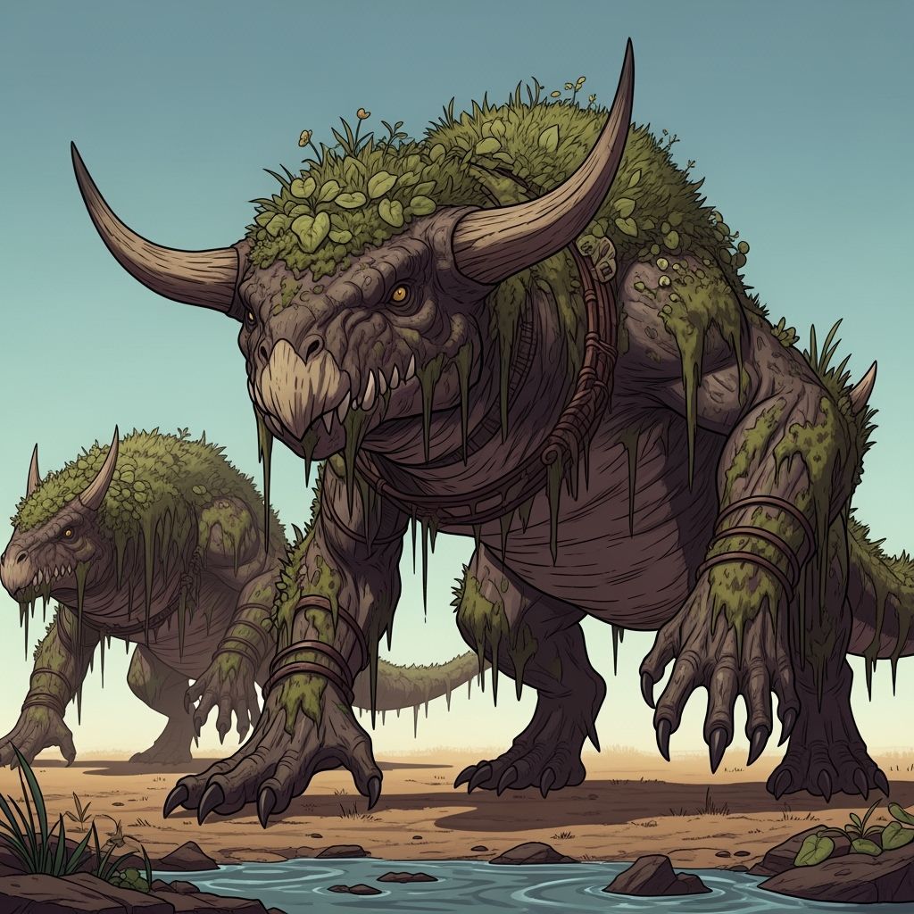 Massive Terramphibian Kaiju in Swampy Wetlands