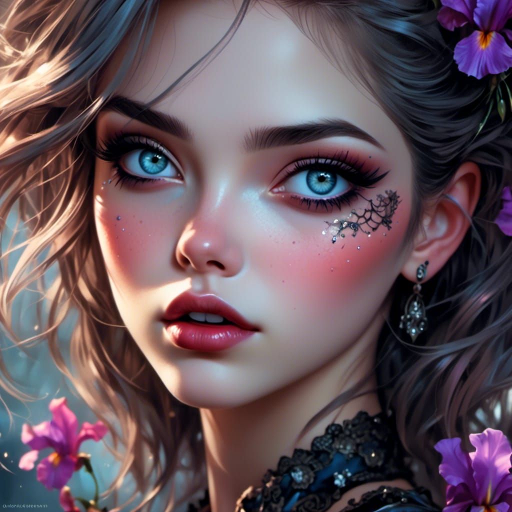 Macro Beauty: Woman with Iridescent Eyes