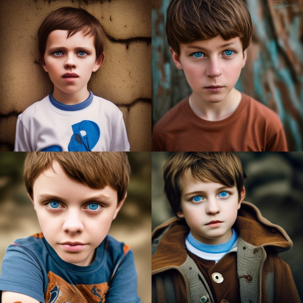 Hyperrealistic Portrait of a Boy with Brown Hair