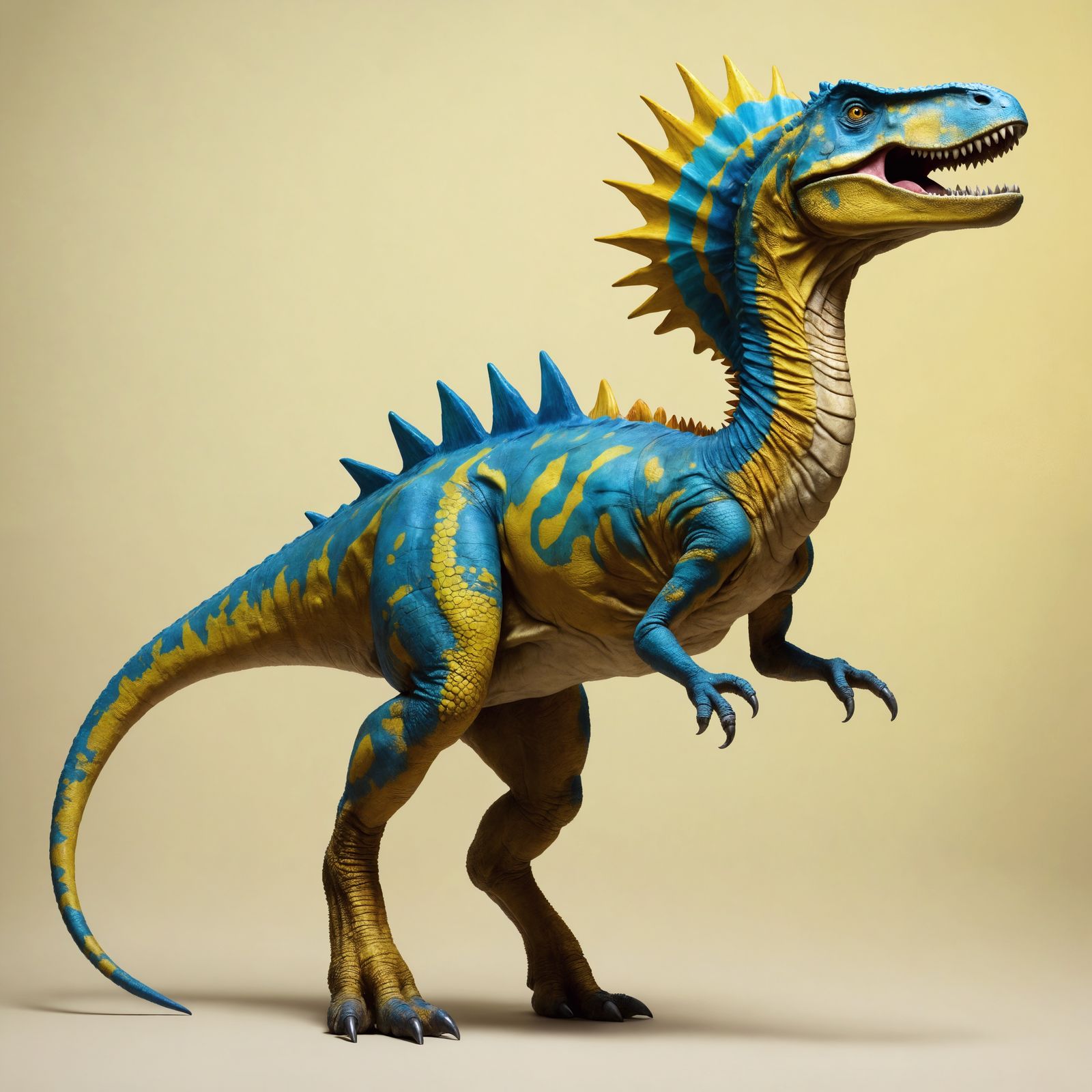 Jungle Dinosaur in Vivid Colors, Textured Scales, and Sharp...