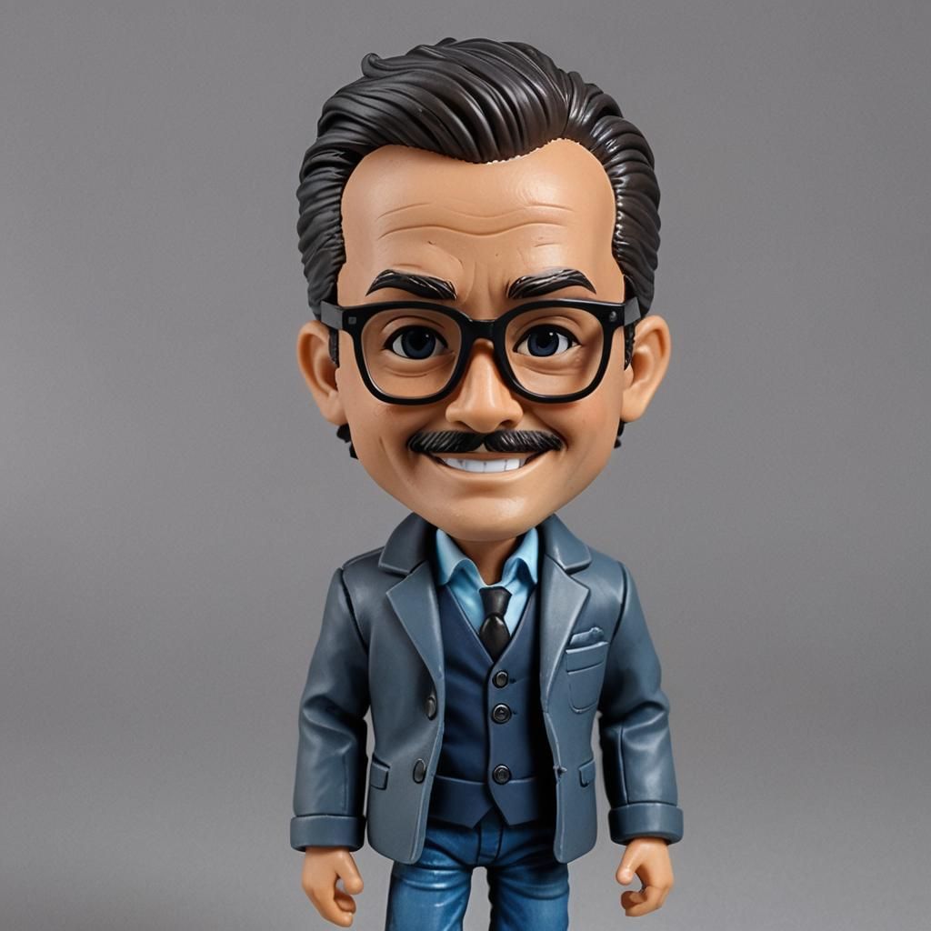 Happy Boy Action Figure with Top Knot in Detailed Digital Ar...