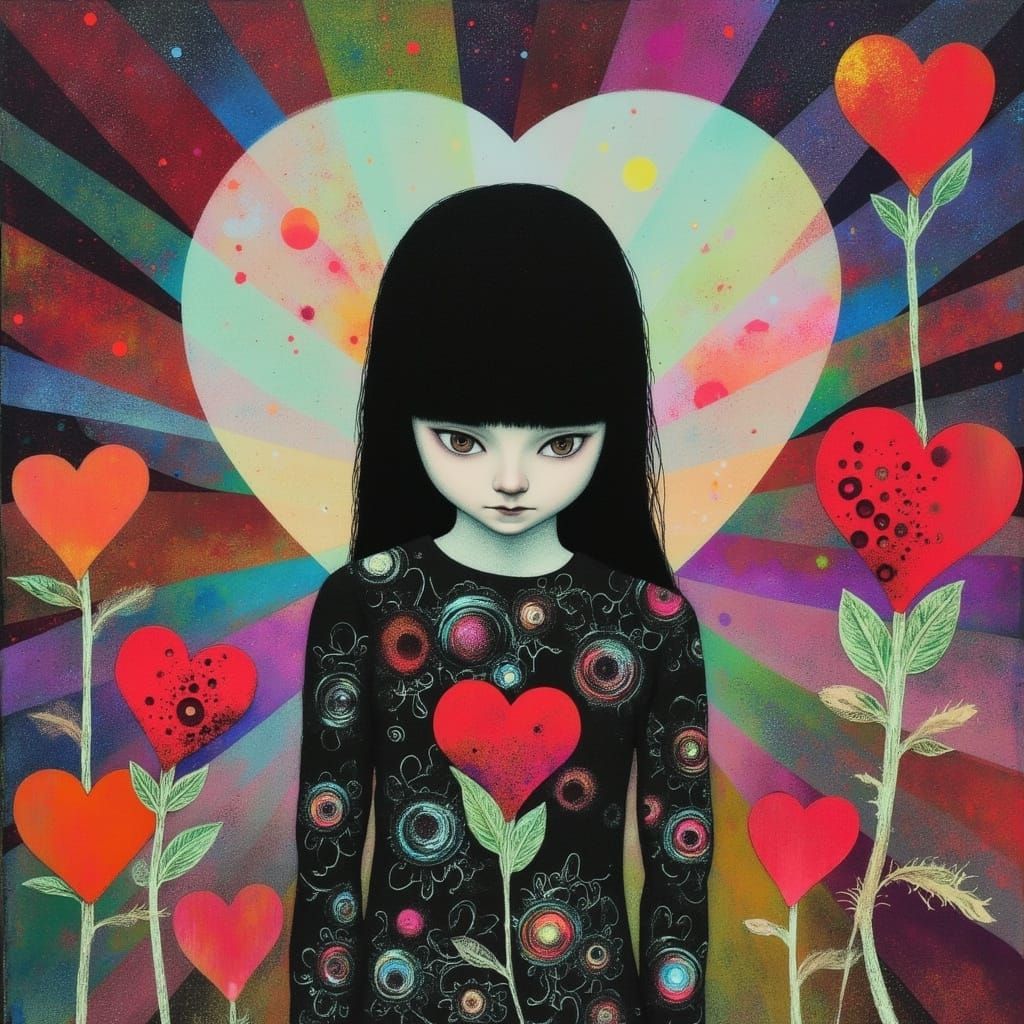 Woman Crying Amidst Shadows and Moonbows