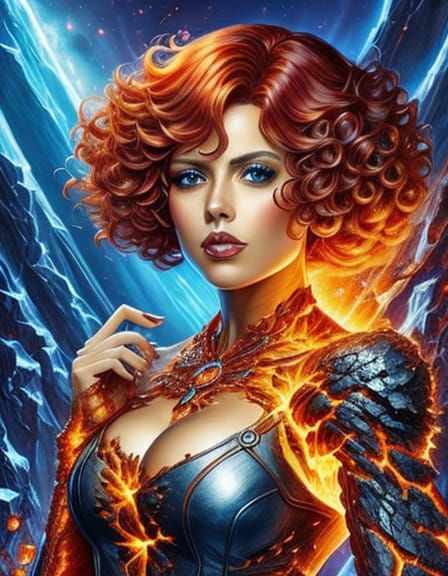 Glowing Elemental Goddess with Elegant Curls