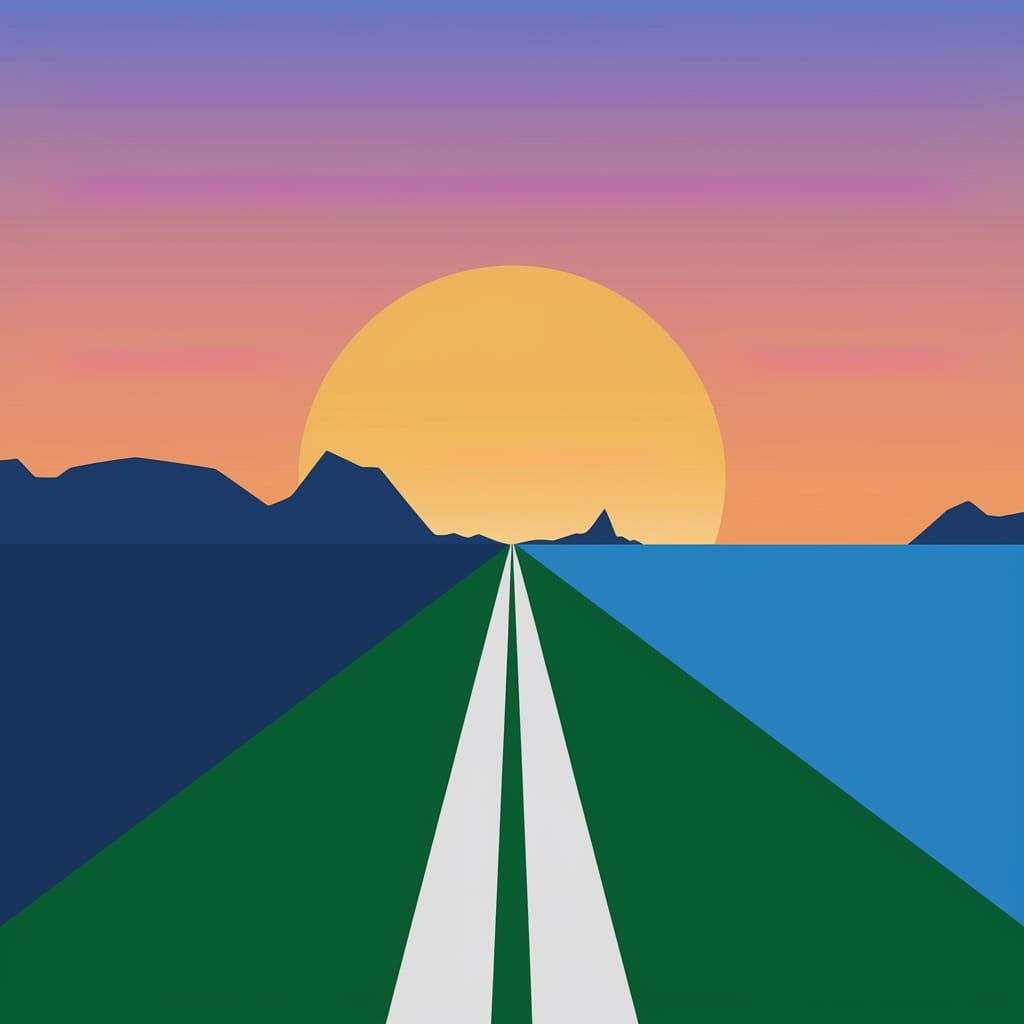 Peaceful Abstract Blue Sunset with Ultraminimalism