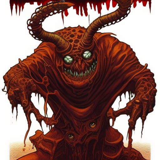 Beholder Demon in Comic Book Art Style
