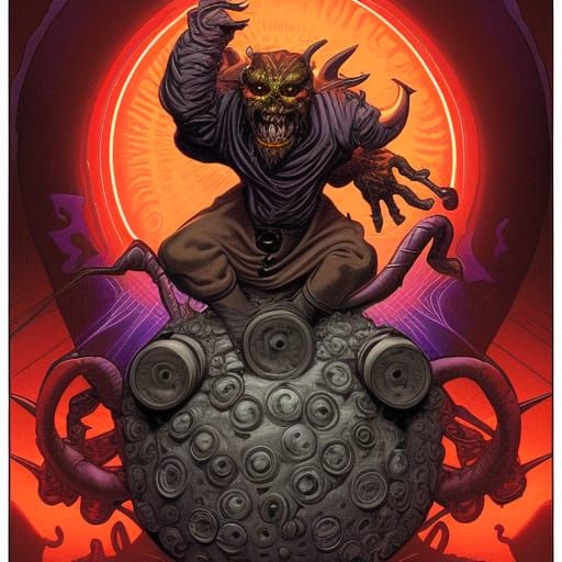 Beholder Demon in Comic Book Art Style