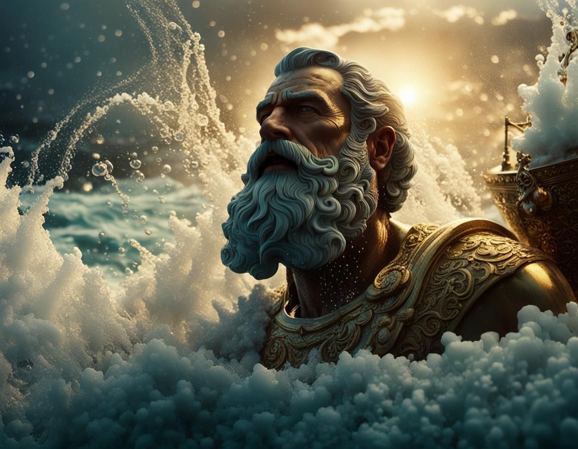 Poseidon in Cinematic Oil Painting Style