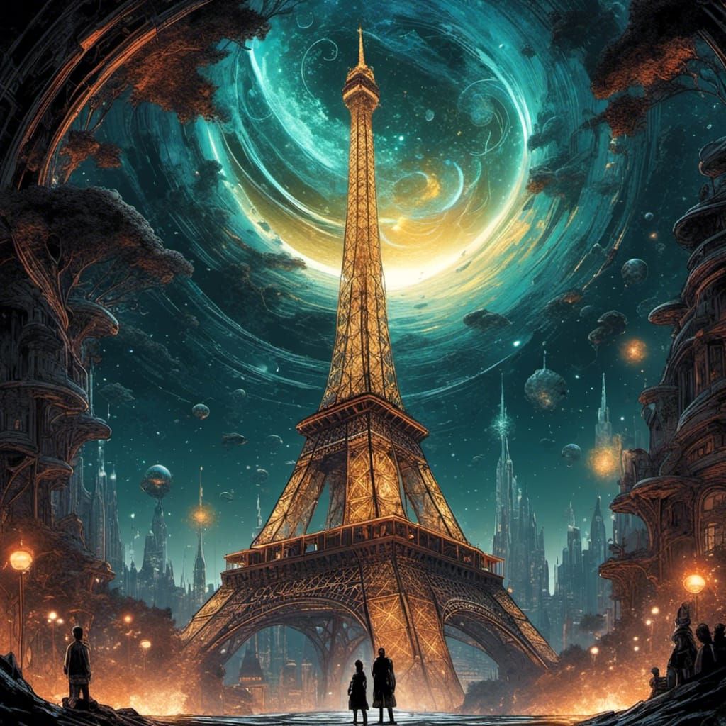 Eiffel Tower Proposal in Comic Book Style