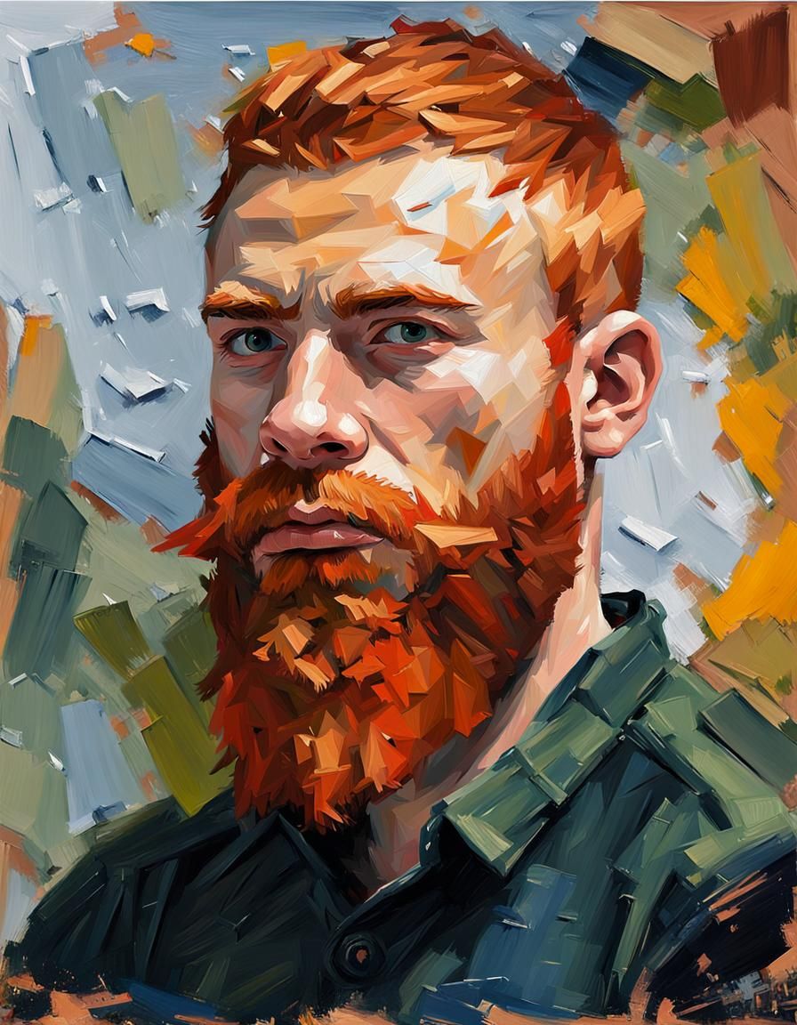 Ginger Bearded Man: Expressionist Impasto Portrait
