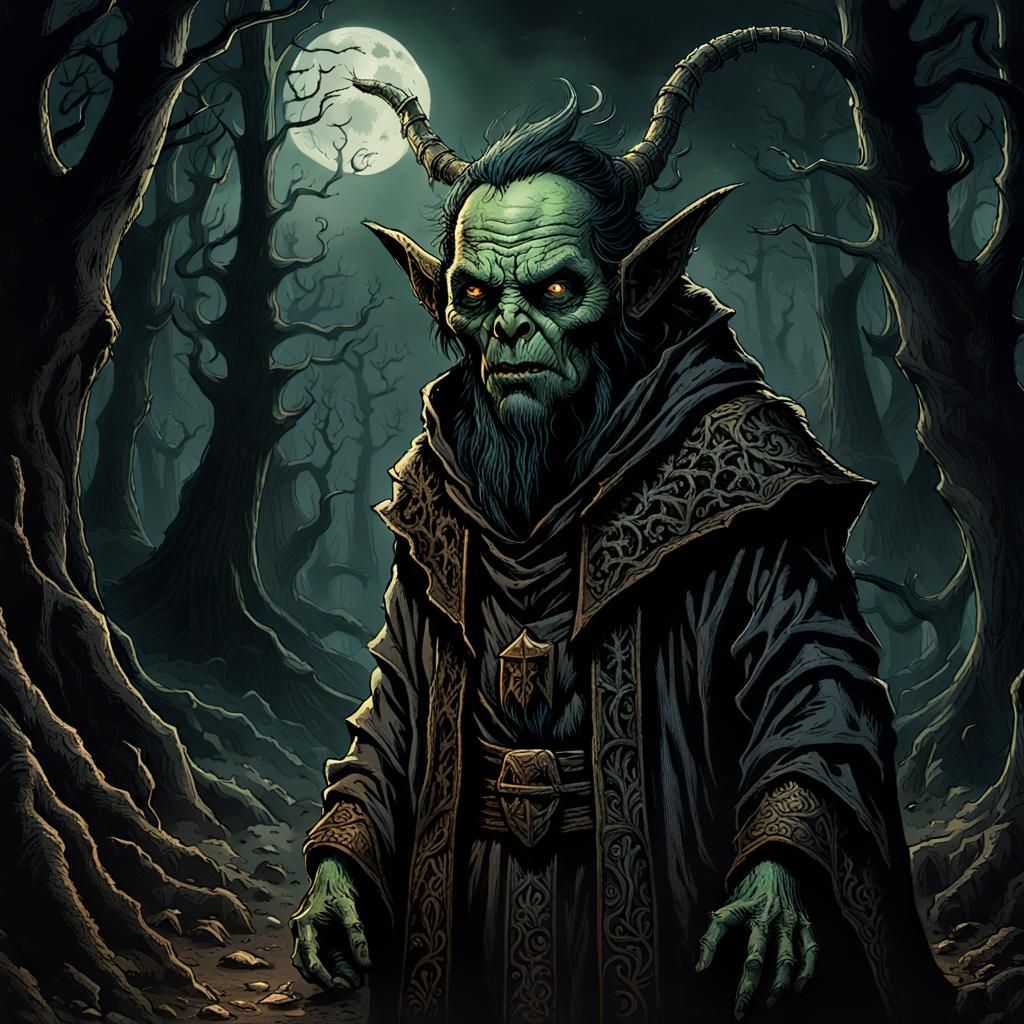Sinister Goblin Sorcerer in Desolate Forest
