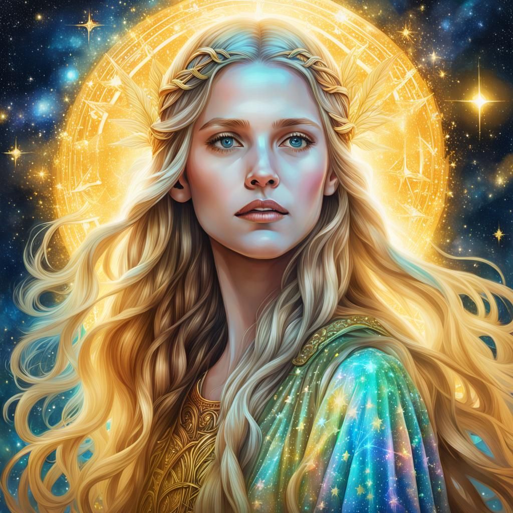 Galadriel in Astral Cosmic Illustration Style