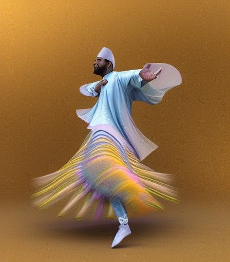 Surreal Whirling Dervish on Motorcycle, Fractal Art