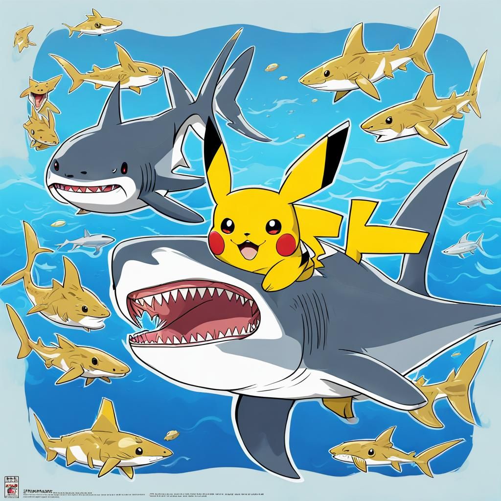 Pikachu Shark Evolution: Anime Manga Style